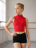 Kid’s High Neck Cross Back Dance Crop Top | Ballet, Gymnastics & Activewear Top Red XXS-XXL