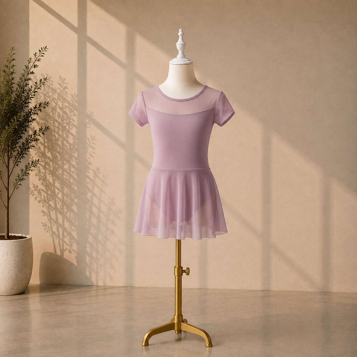 Girls Ballet Dress with Attached Skirt and Short Sleeves– Kids Dance Leotard for Ballet Classes & Performances | 4–16 Years