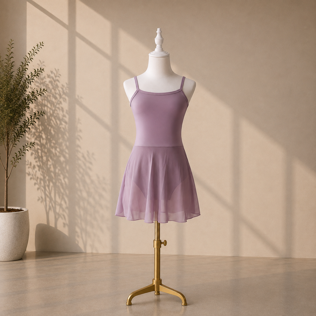Girls Ballet Dress with Attached Skirt and Thin Straps– Kids Dance Leotard for Ballet Classes & Performances | 4–16 Years