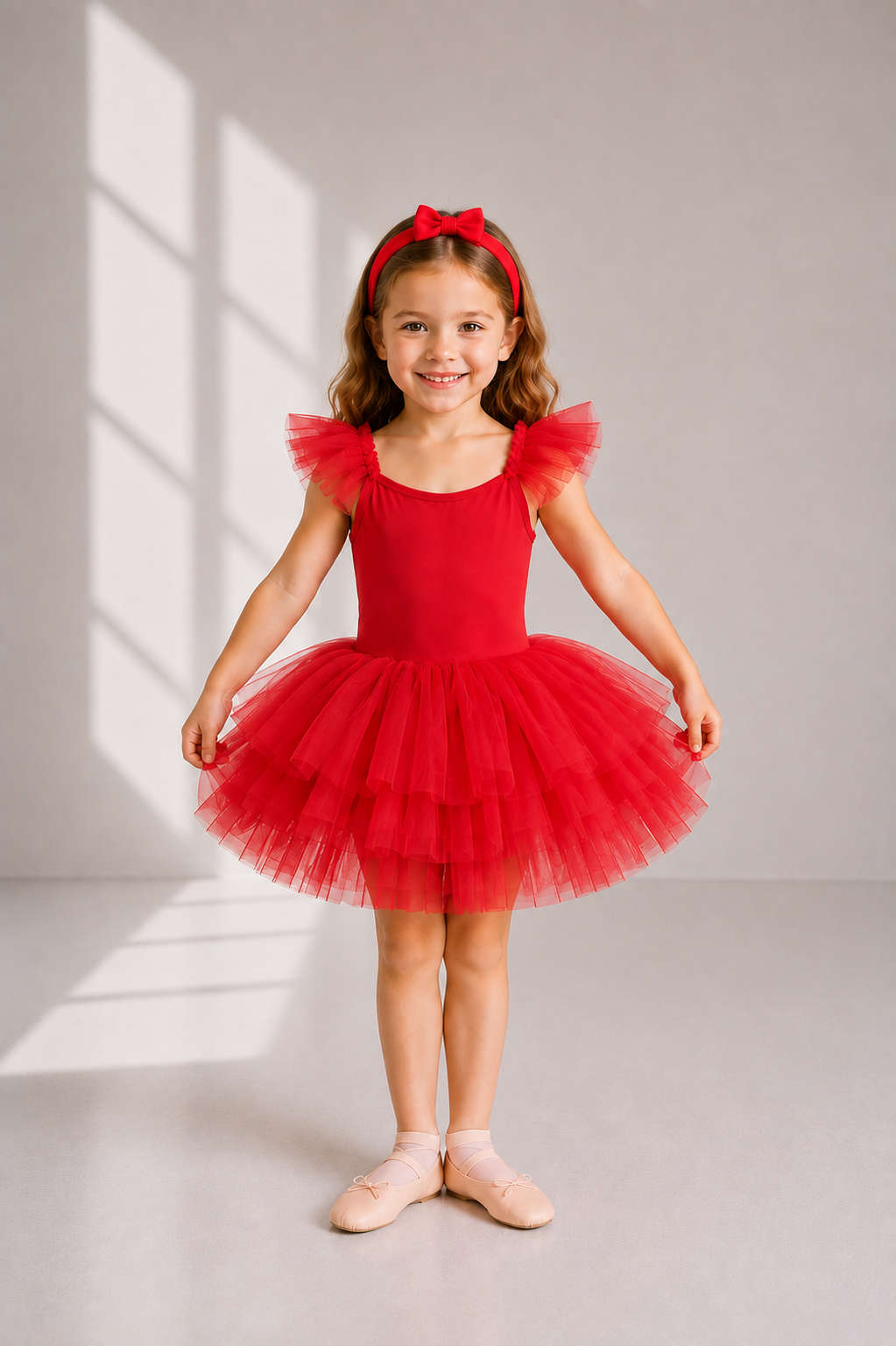 Girls Ballet Tutu Ruffled Sleeves Dress – Kids Dance Leotard with Tulle Skirt | 2–6 Years