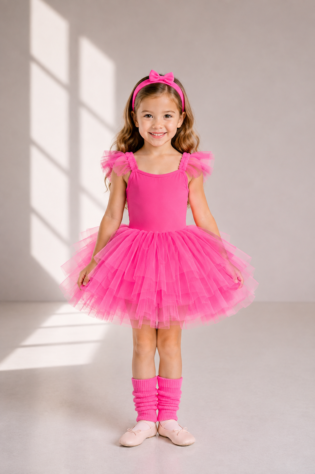 Girls Ballet Tutu Ruffled Sleeves Dress – Kids Dance Leotard with Tulle Skirt | 2–6 Years
