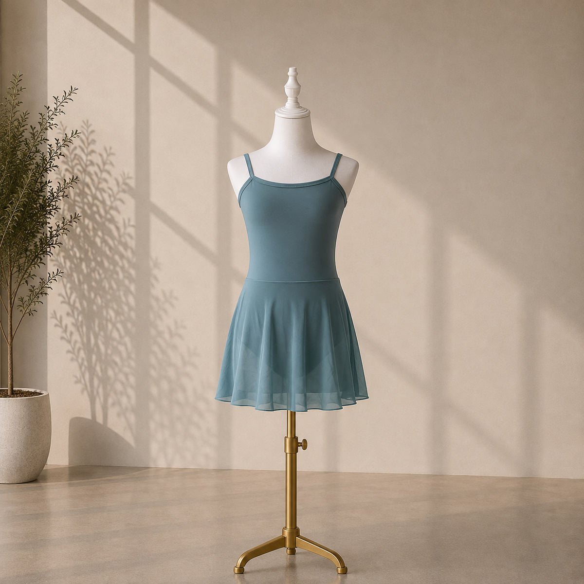Girls Ballet Dress with Attached Skirt and Thin Straps– Kids Dance Leotard for Ballet Classes & Performances | 4–16 Years