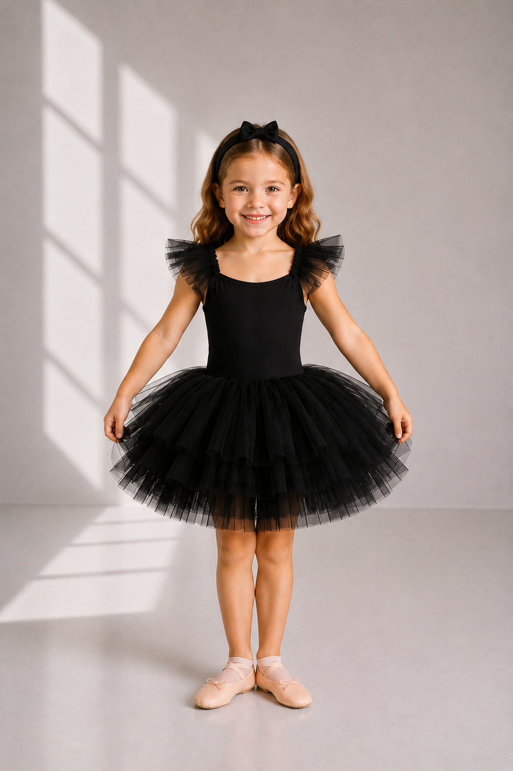 Girls Ballet Tutu Ruffled Sleeves Dress – Kids Dance Leotard with Tulle Skirt | 2–6 Years