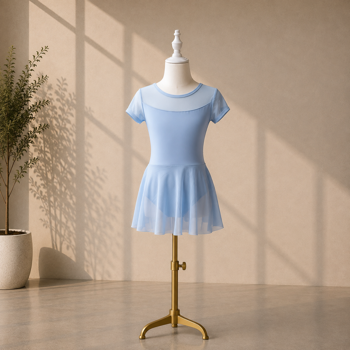 Girls Ballet Dress with Attached Skirt and Short Sleeves– Kids Dance Leotard for Ballet Classes & Performances | 4–16 Years