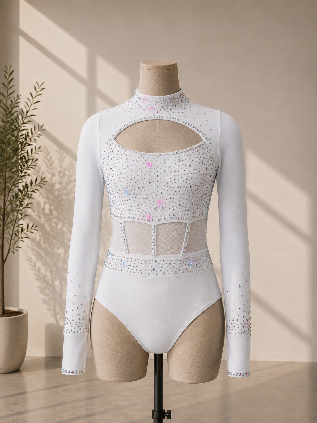 Girls Rhinestone Long Sleeve Dance Leotard – Lyrical, Contemporary & Competition Costume | 5–16 Years