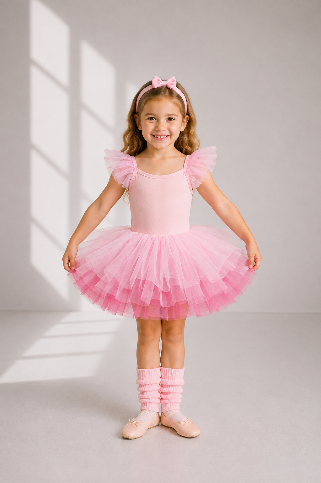 Girls Ballet Tutu Ruffled Sleeves Dress – Kids Dance Leotard with Tulle Skirt | 2–6 Years