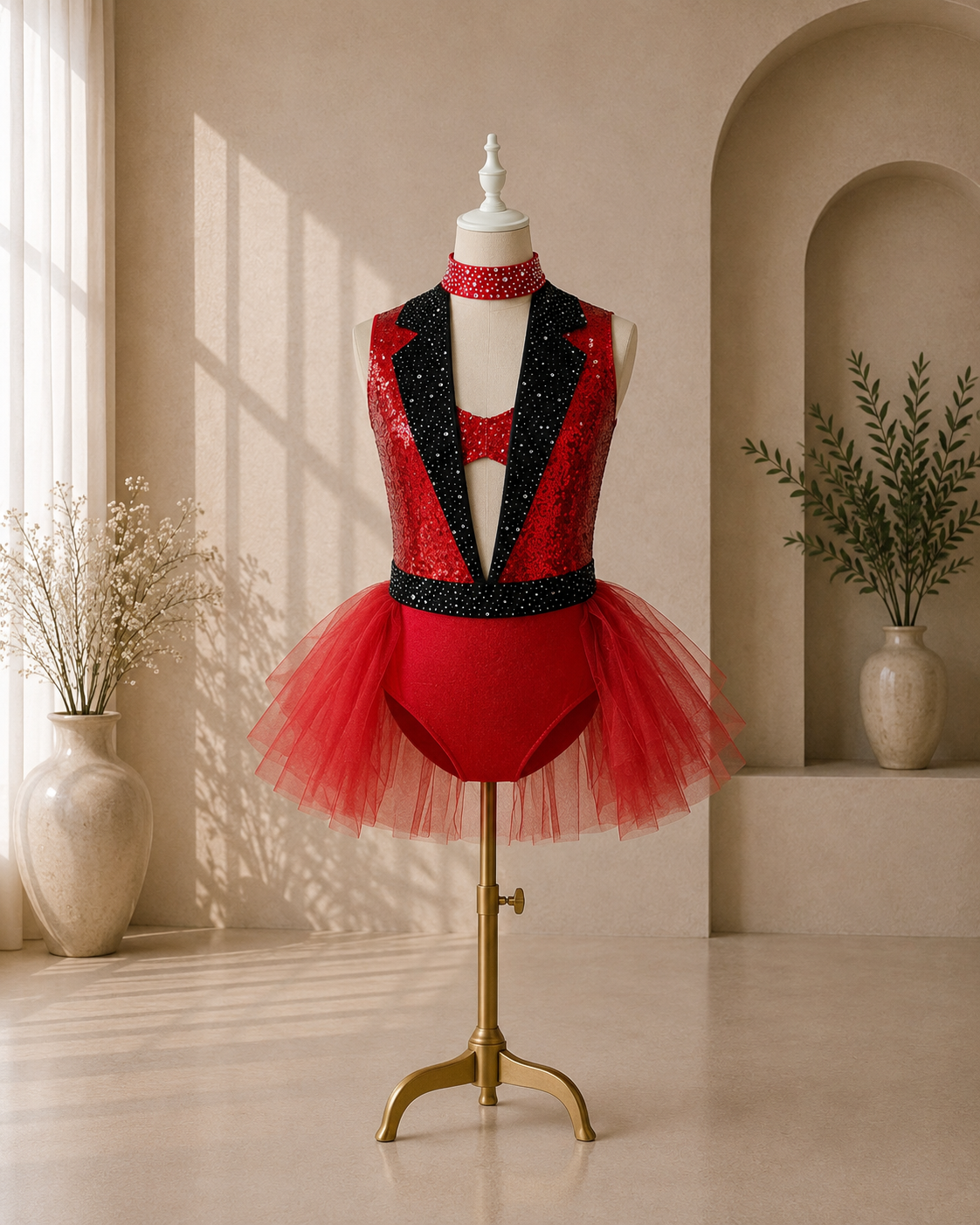 Girls Sequin Jazz Dance Costume with Tutu Skirt – Sparkly Competition & Stage Outfit | Ages 5–16 Years