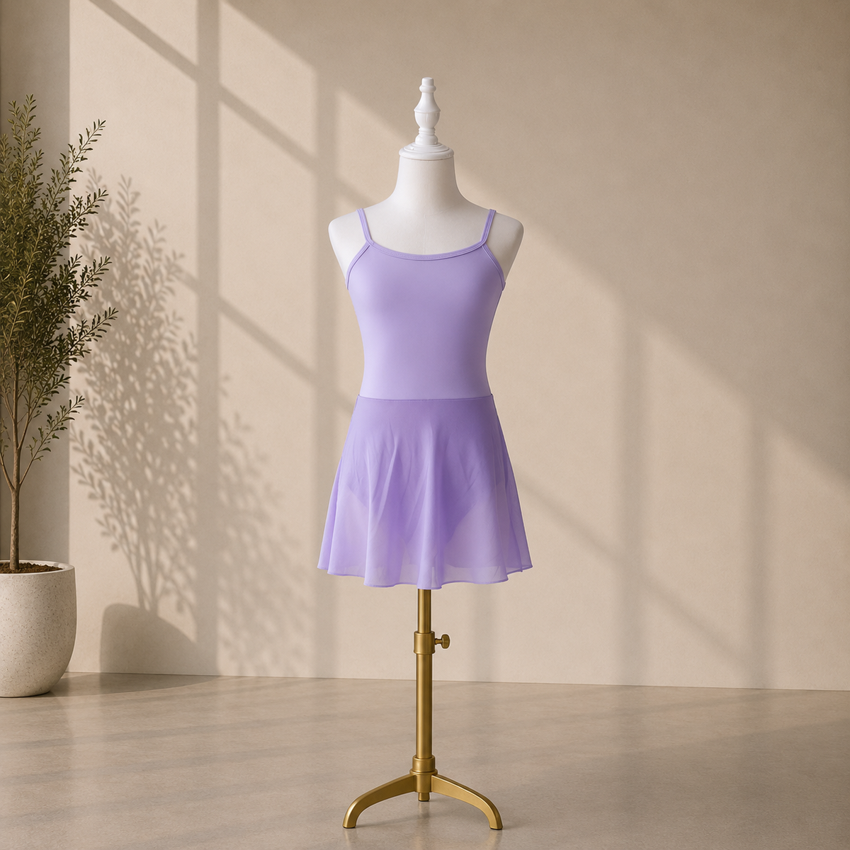 Girls Ballet Dress with Attached Skirt and Thin Straps– Kids Dance Leotard for Ballet Classes & Performances | 4–16 Years