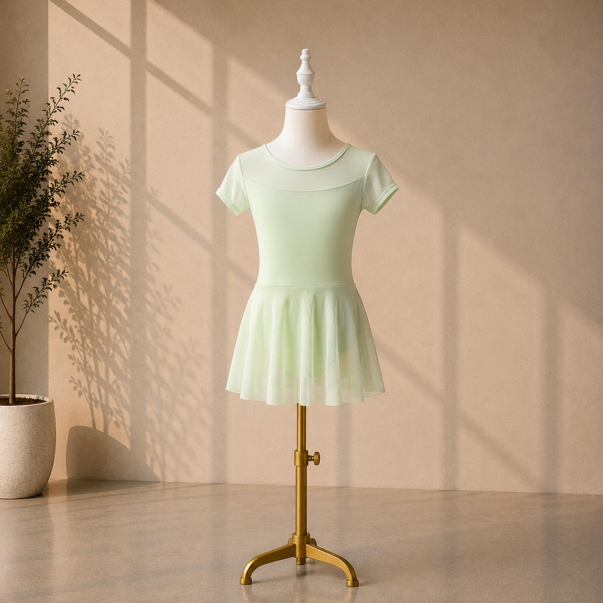 Girls Ballet Dress with Attached Skirt and Short Sleeves– Kids Dance Leotard for Ballet Classes & Performances | 4–16 Years