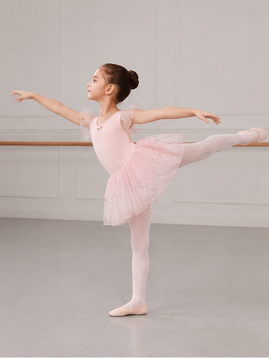 Girls Sparkle Ballet Dress with Tutu Skirt | Children’s Dance Leotard Dress | 3-13 Years | Pink