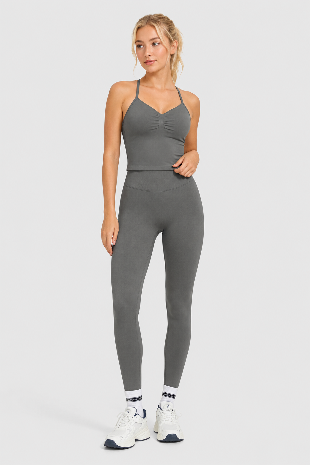 Women’s Seamless Activewear Set – Sports Bra & High Waisted Gym Leggings Co-Ord | Navy, Grey & Black | Sizes S-XL