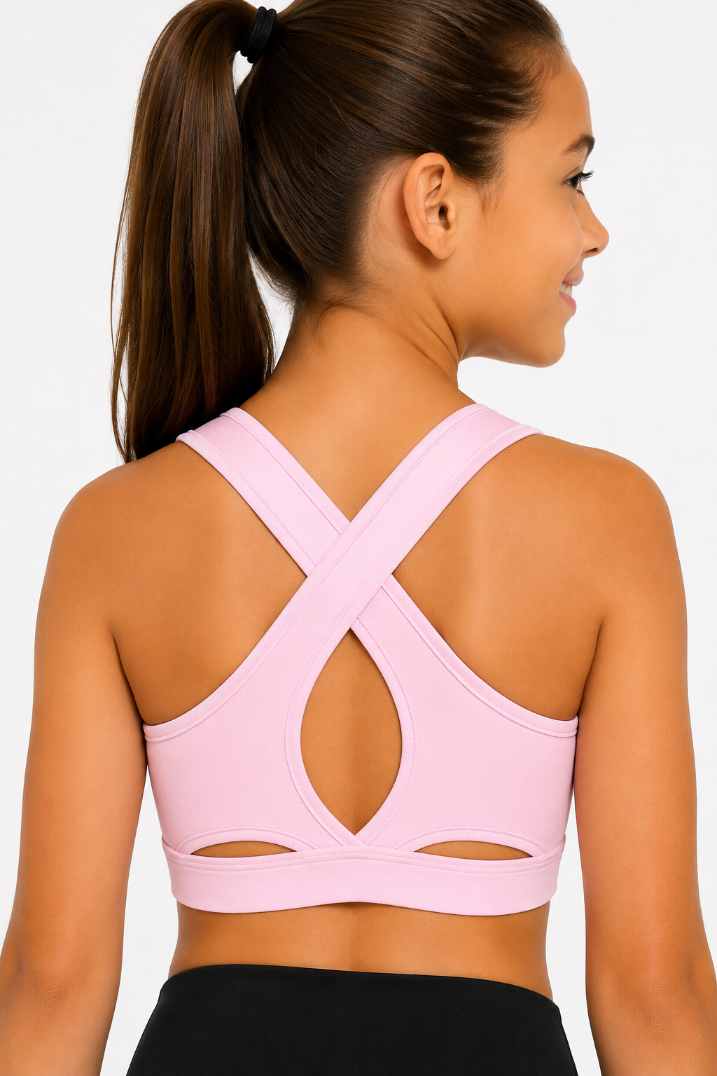 Girls Sports Crop Top | Supportive Activewear Bra for Dance, Gymnastics, Gym & Cheer | Pink, Purple, Blue, White & Black | Ages 4-16 Years