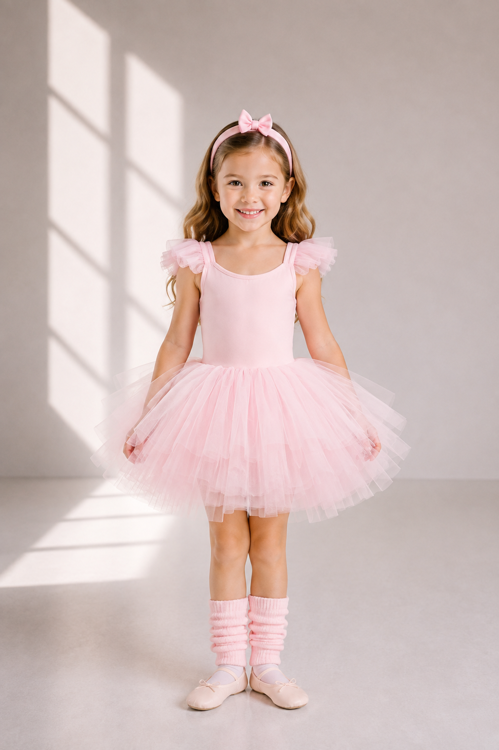 Girls Ballet Tutu Ruffled Sleeves Dress – Kids Dance Leotard with Tulle Skirt | 2–6 Years