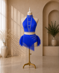 Girls Rhinestone Fringe Dance Costume – 2-Piece Jazz, Lyrical & Competition Outfit | Ages 5–16 Years