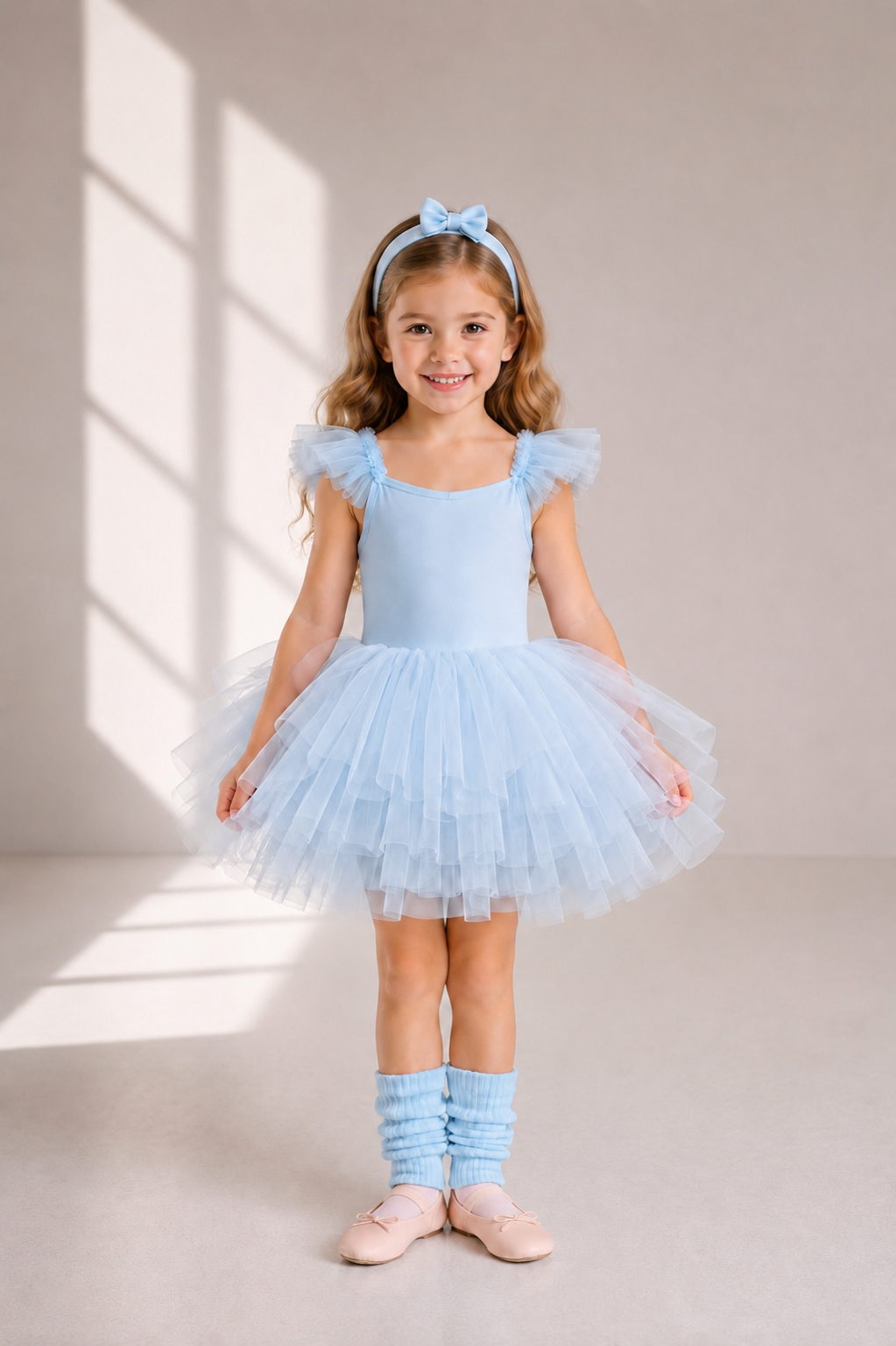 Girls Ballet Tutu Ruffled Sleeves Dress – Kids Dance Leotard with Tulle Skirt | 2–6 Years