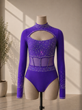 Girls Rhinestone Long Sleeve Dance Leotard – Lyrical, Contemporary & Competition Costume | 5–16 Years