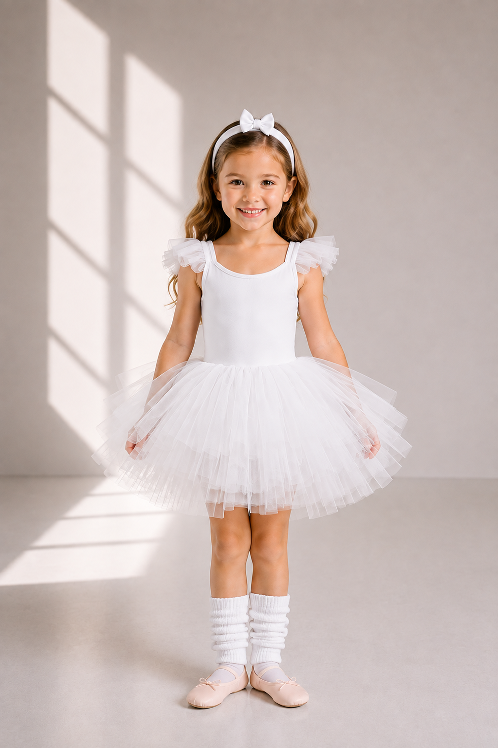 Girls Ballet Tutu Ruffled Sleeves Dress – Kids Dance Leotard with Tulle Skirt | 2–6 Years