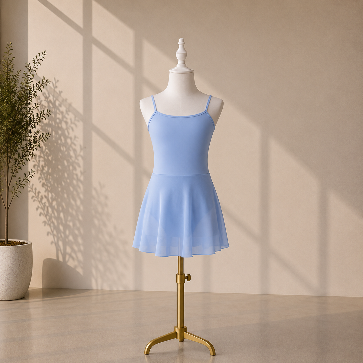 Girls Ballet Dress with Attached Skirt and Thin Straps– Kids Dance Leotard for Ballet Classes & Performances | 4–16 Years