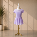 Girls Ballet Dress with Attached Skirt and Short Sleeves– Kids Dance Leotard for Ballet Classes & Performances | 4–16 Years