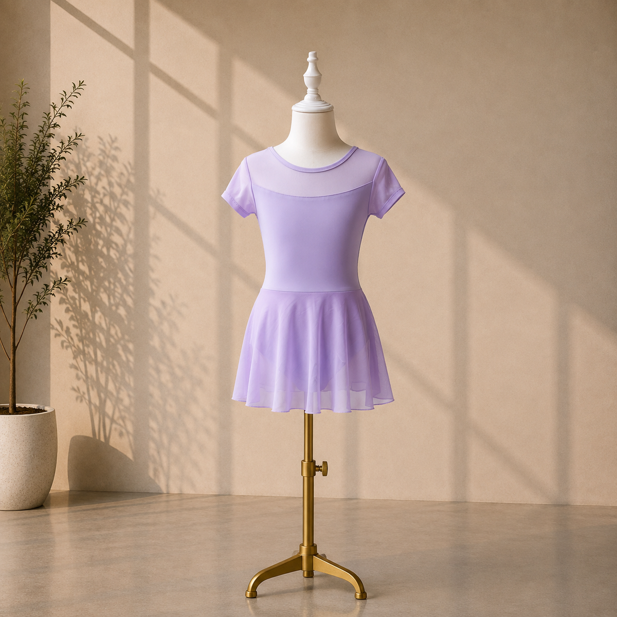 Girls Ballet Dress with Attached Skirt and Short Sleeves– Kids Dance Leotard for Ballet Classes & Performances | 4–16 Years