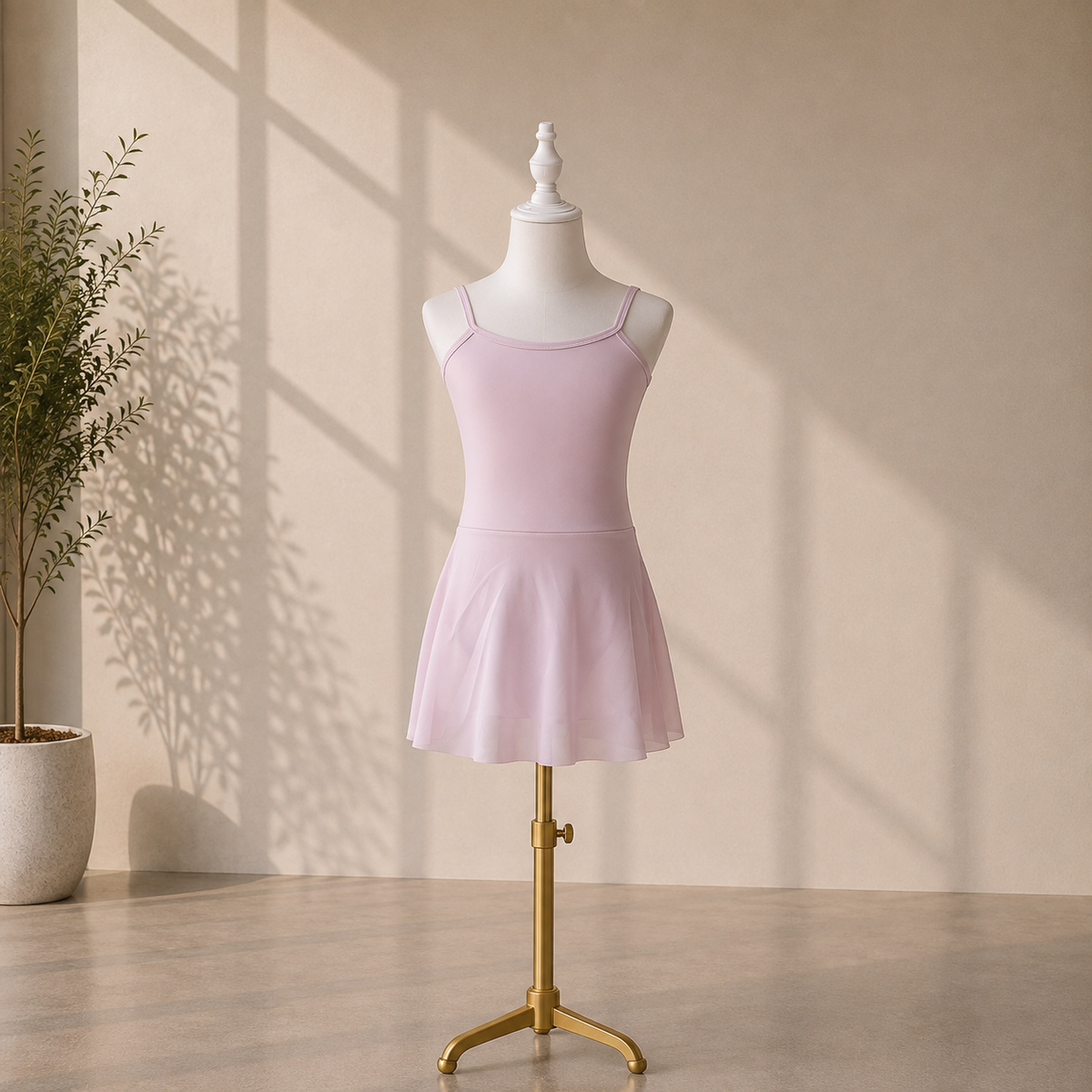 Girls Ballet Dress with Attached Skirt and Thin Straps– Kids Dance Leotard for Ballet Classes & Performances | 4–16 Years
