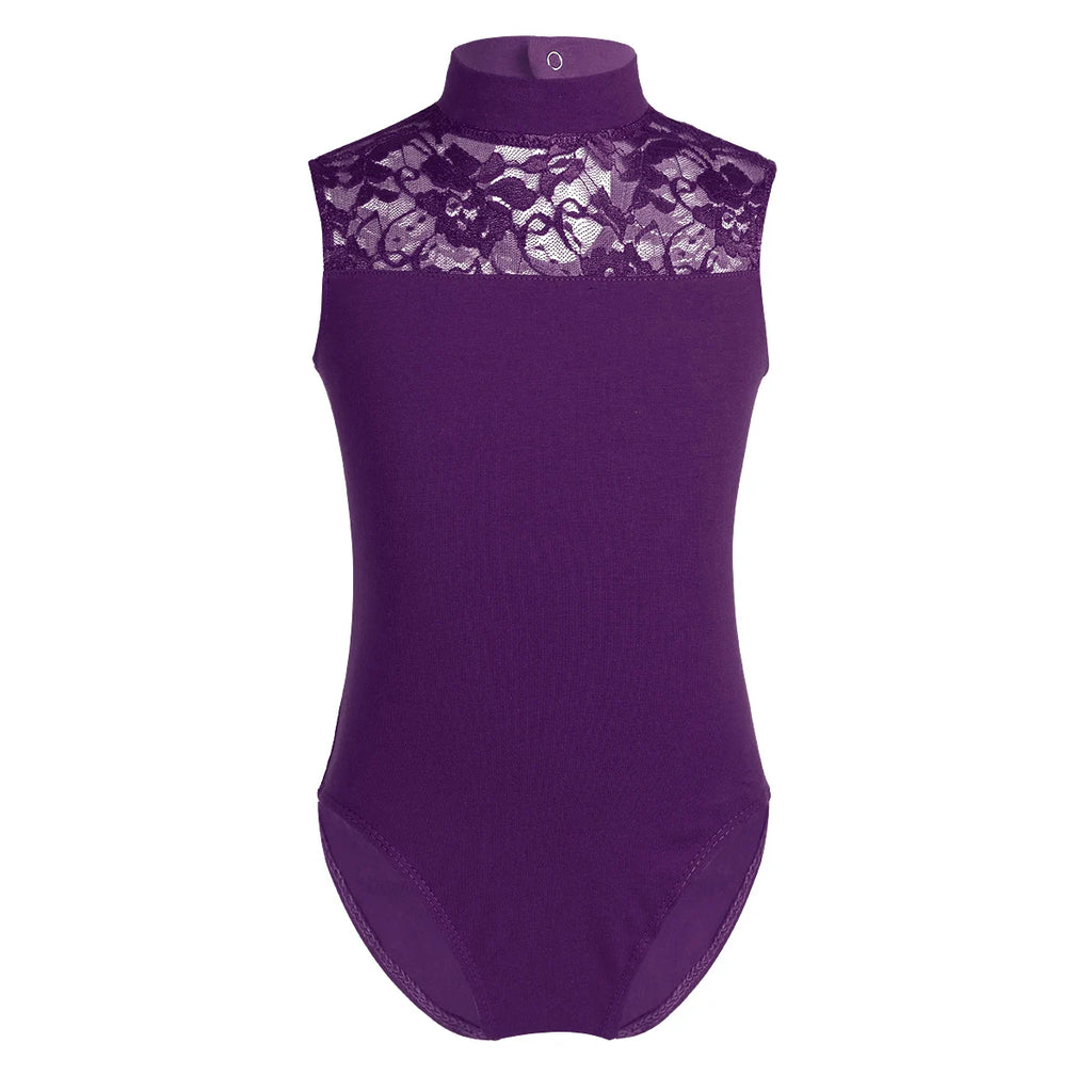 Girls High Neck Lace Ballet Leotard | Sleeveless Dance Leotard for Ballet, Contemporary & Gymnastics | Black | Ages 5-14 Years