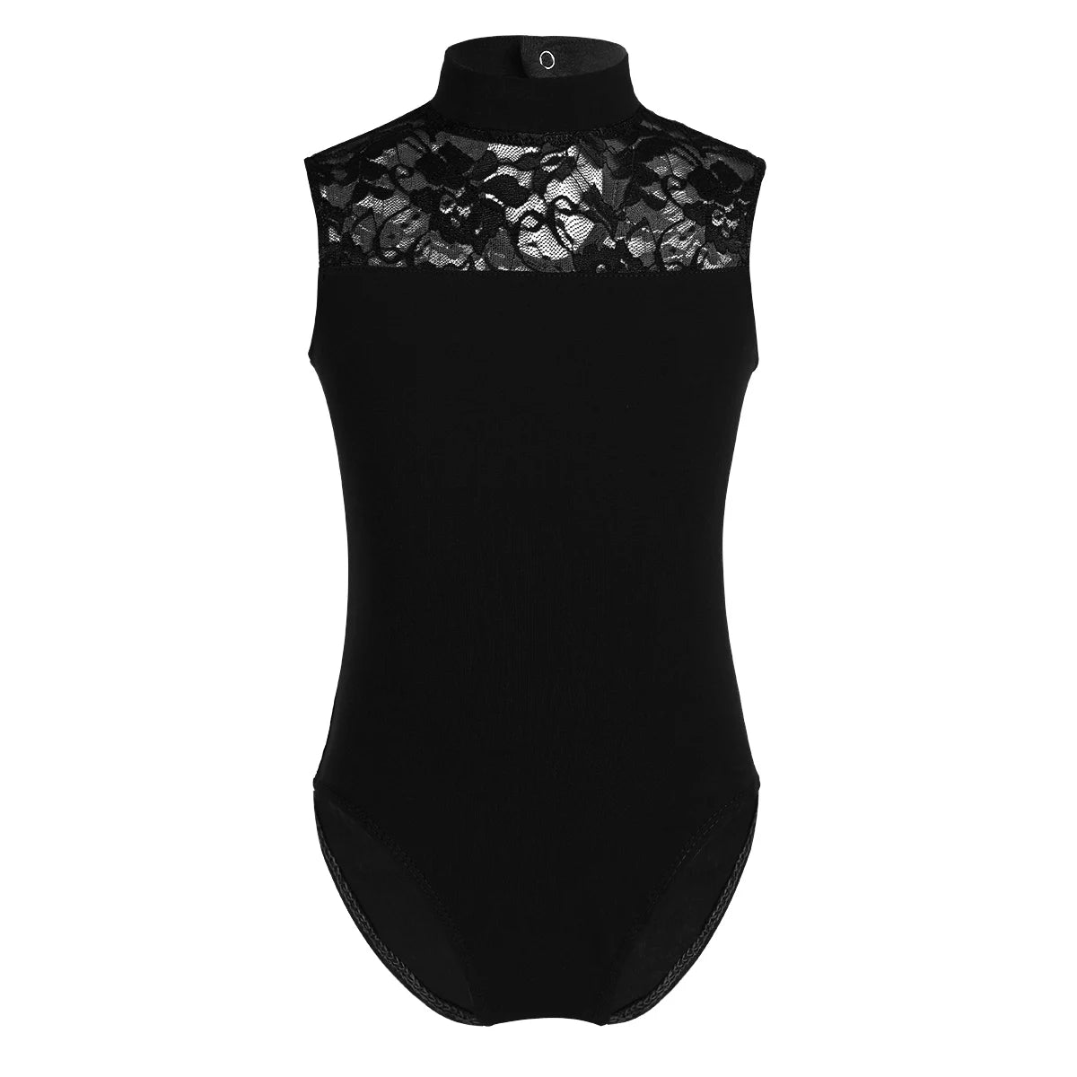 Girls High Neck Lace Ballet Leotard | Sleeveless Dance Leotard for Ballet, Contemporary & Gymnastics | Black | Ages 5-14 Years