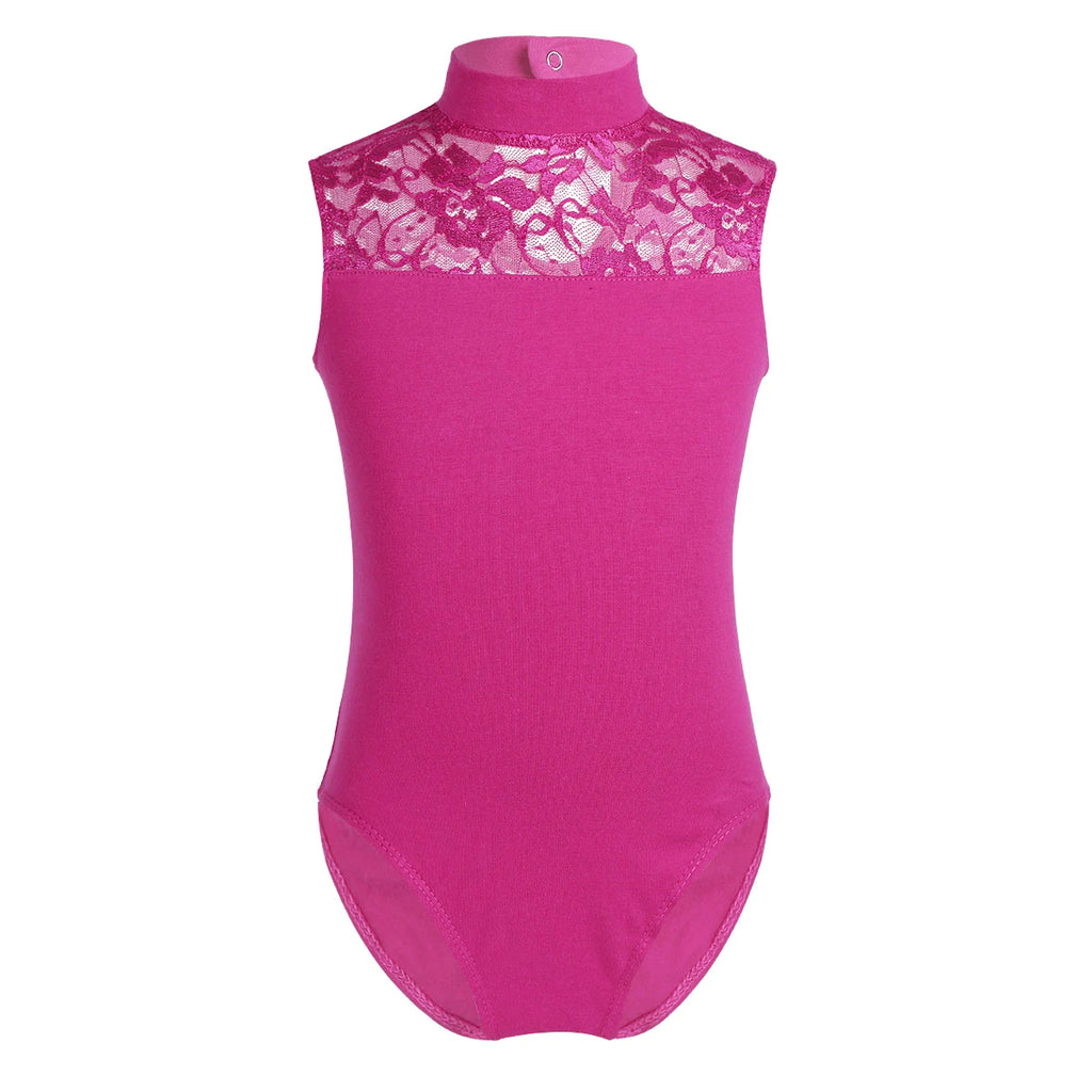 Girls High Neck Lace Ballet Leotard | Sleeveless Dance Leotard for Ballet, Contemporary & Gymnastics | Black | Ages 5-14 Years