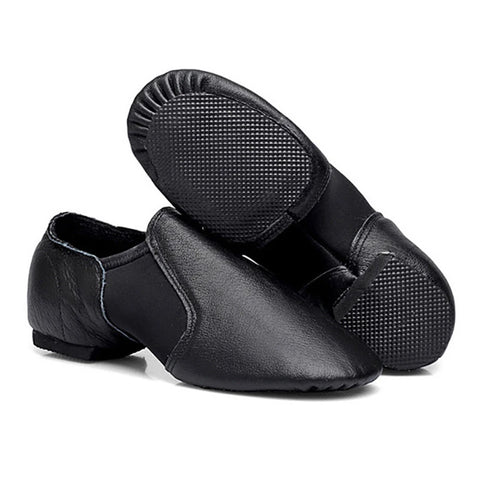 Female Leather Jazz Shoes | Slip-On Split Sole Dance Shoes for Jazz, Modern & Contemporary Dance | Tan & Black | EU 328-44