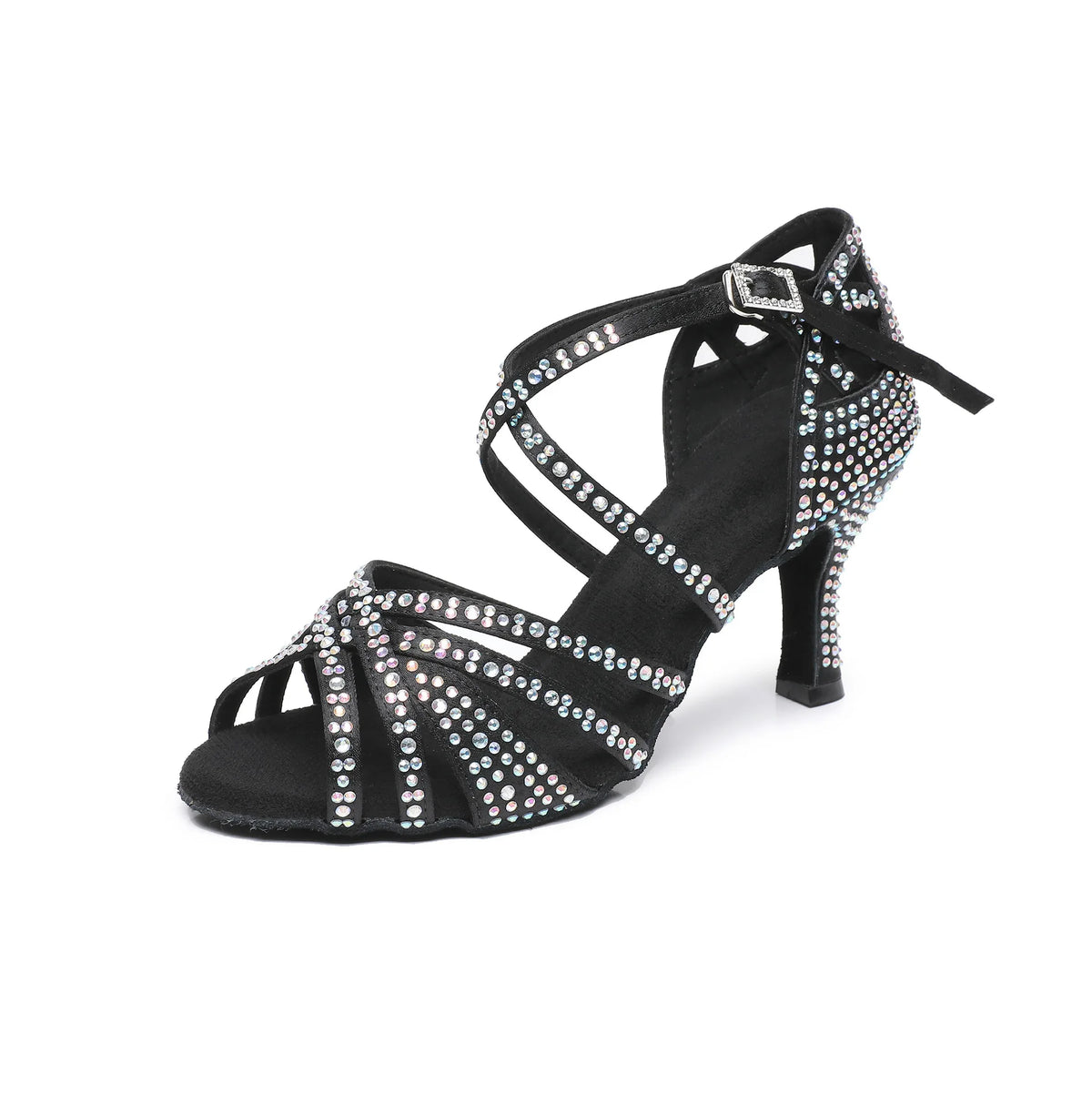 Women’s Dance Shoes Latin | Ballroom Dance Heels with Rhinestones | Black