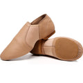 Female Leather Jazz Shoes | Slip-On Split Sole Dance Shoes for Jazz, Modern & Contemporary Dance | Tan & Black | EU 328-44